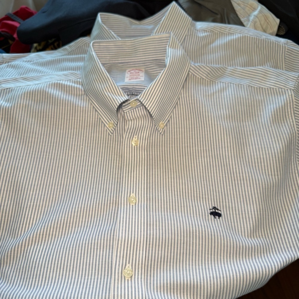 (2) Brooks Brothers Men’s Supima Cotton Oxford Striped Shirts XL - Picture 11 of 11